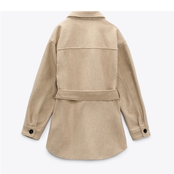NWT ZARA Oversized Utility Shacket Chore Coat XS with Belt - Picture 3 of 16